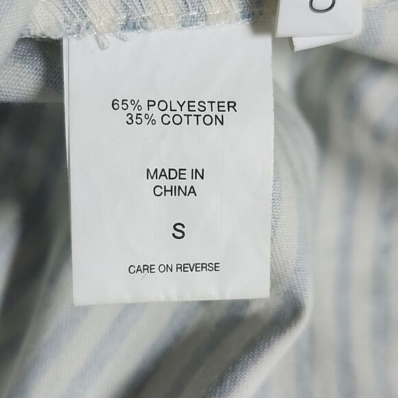 New York & Company Sleeveless Wide Leg Cropped Blue & White Striped Jumpsuit, S - Picture 6 of 9